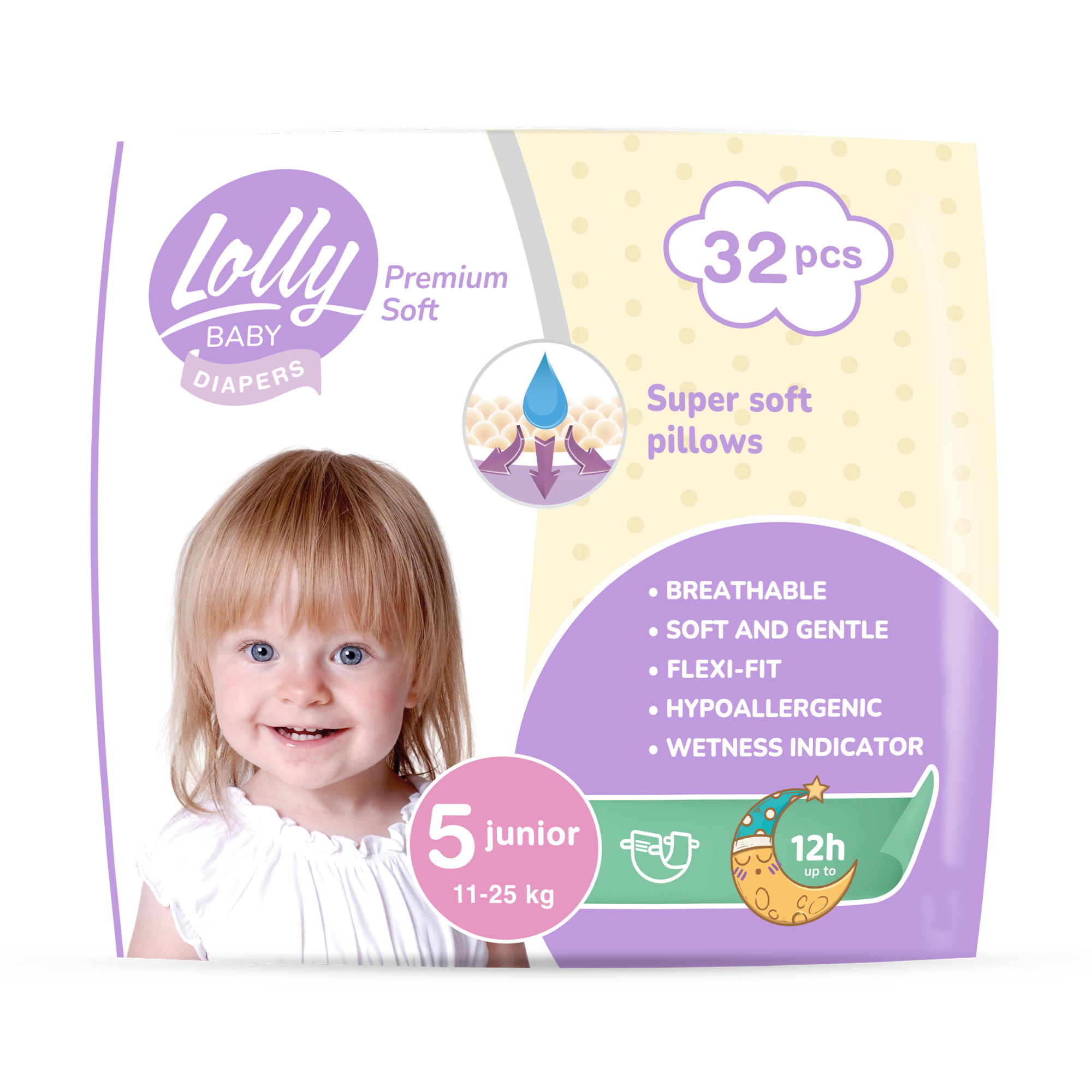 Підгузки Lolly Premium Soft Junior розмір 5 (11-25 кг), 32 шт